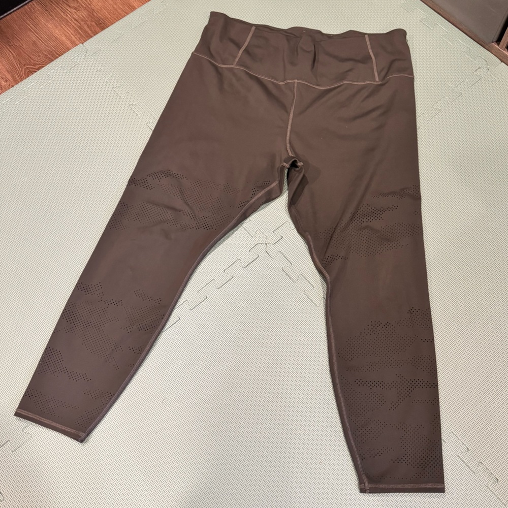 ATHLETA Olive Brown Green Laser Cut Persistence Leggings